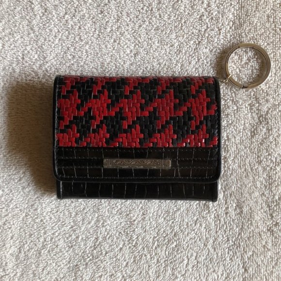 Brighton Handbags - Brighton Red and Black Woven Wallet and Key Fob